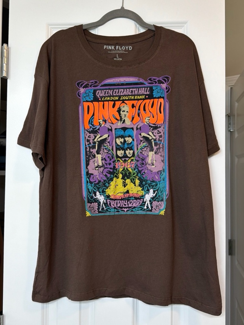 Pink Floyd Brown Cotton Short Sleeve Graphic Tee with Multicolor Print